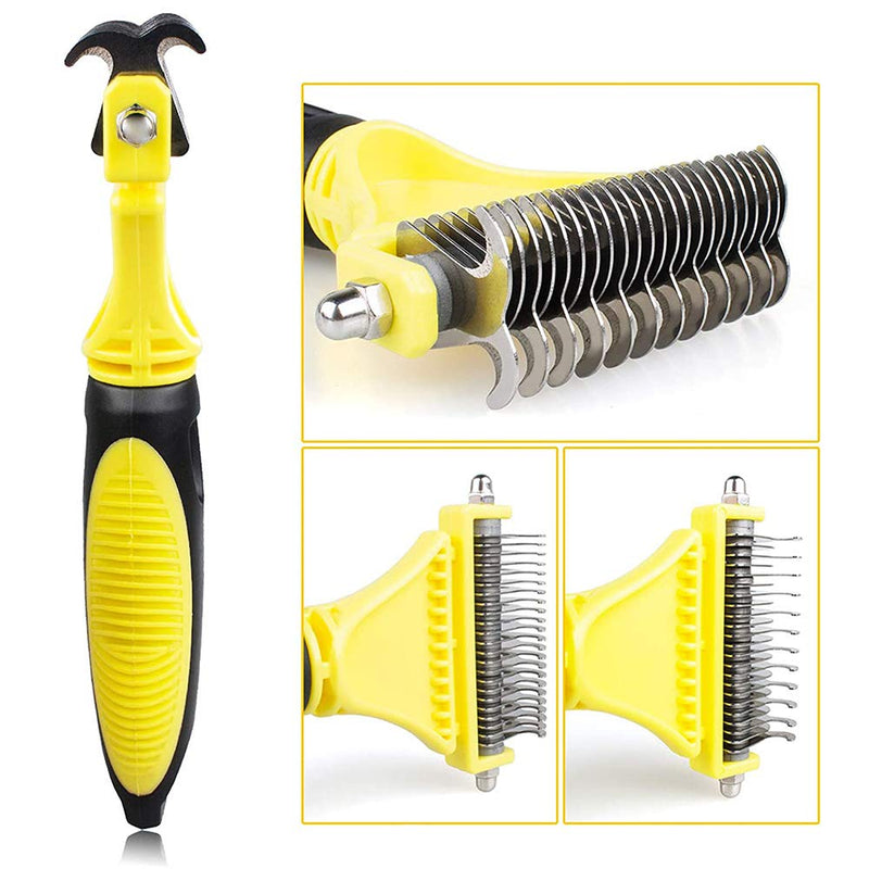 zfdg Pet Undercoat Rake, Dog Dematting Comb Tool, Pet Grooming Comb, Dog Combs for Grooming, Pet Grooming Comb Brush, for Removes Easy Knots Mats and Tangled Hair for Pet Dogs and Cats - PawsPlanet Australia