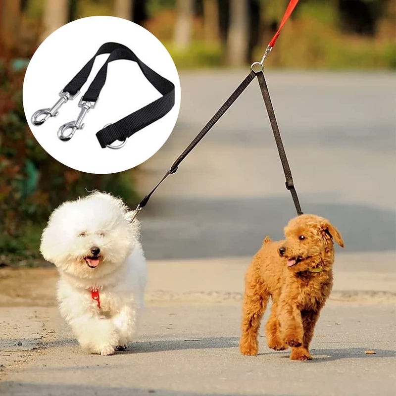 LEEQ Double Leash for 2 Dogs - Adjustable Double Pet Trainer Leash No Tangle Double Dog Double Leash Walking Trainer Leash for Two Dogs (Black) - PawsPlanet Australia
