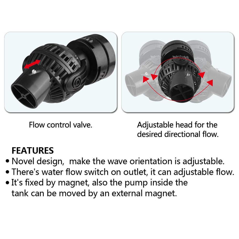 FREESEA Aquarium Wave Maker Power Head Circulation Pump with Magnet Suction Base for 20-80 Gallon Fish Tank 1050 GPH - PawsPlanet Australia
