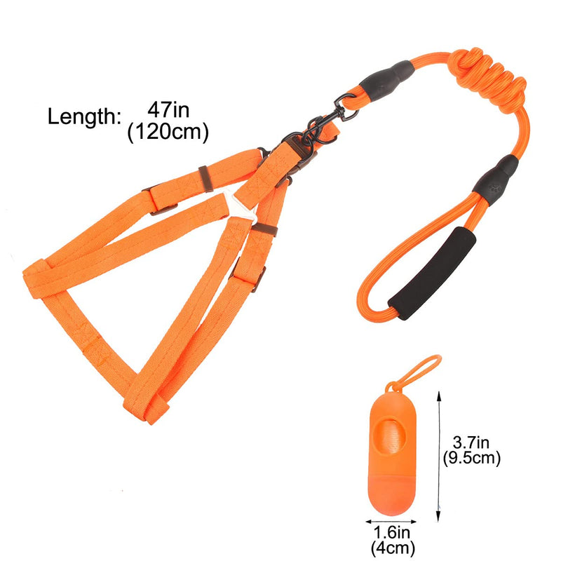 BundleMall Dog Leash and Vest Harness Set,Durable Adjustable Dog Rope,Nylon Toughness Pull Dog Leash,For Heavy Medium Large Dogs Training Walking (X-Large, orange) X-Large - PawsPlanet Australia