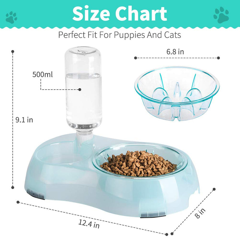 BINGPET Automatic Feeder Slow Food and Refill Water Bowl for Cat & Dog, Removable Automatic Water Dispenser and Slow Food Bowl, Non-Slip Pet Feeder Water Bowls for Cats and Puppies - PawsPlanet Australia