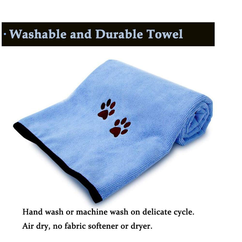 GAPZER Microfiber Bath Dog Towel Super Absorbent Pet Ultra Drying Towels for Small, Medium, Large Dogs and Cats Blue - PawsPlanet Australia