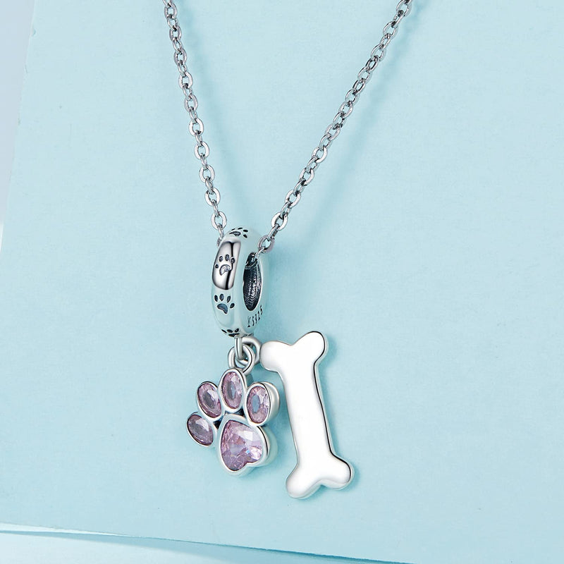 Rowibote 925 Sterling Silver Dachshund Teddy Dog Charm I Love My Pet Dog Paw Bone Print Bead Pendant Dog Memorial Gifts fit European Bracelet and Necklace for Women Girl Christmas Birthday Gift - PawsPlanet Australia