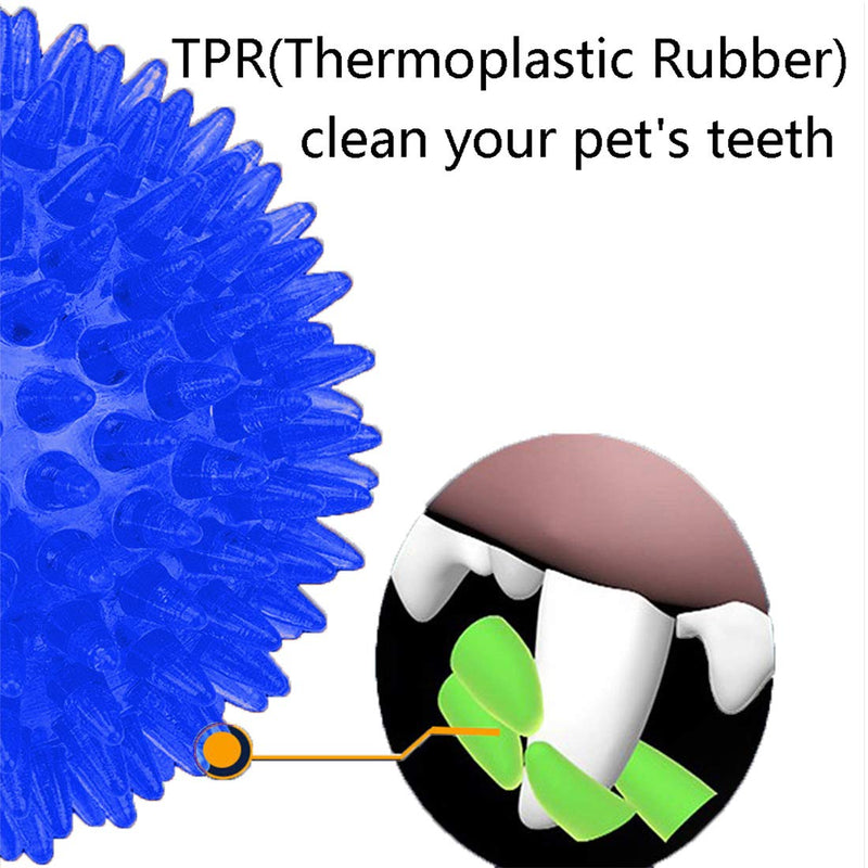 Beylos Durable Pet Puppy Dog Squeaky Chew Ball Toys, Bite Resistant Non-Toxic Soft Natural TPR Rubber, Dog Pet Chew Tooth Cleaning Ring Toy(9cm-2Pcs) 9cm-Blue - PawsPlanet Australia