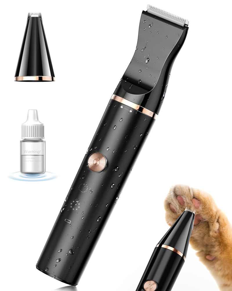 oneisall Paw Clipper IPX7 Waterproof 2 Blade Head Paw Trimmer Dog Clipper for Dogs Cats Paws, Eyes, Ears, Face, Body (Black) Black - PawsPlanet Australia