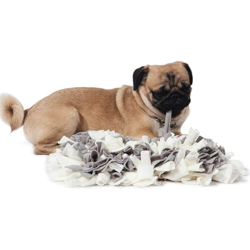 YEAKOO Dog Snuffle Mat,BenchMart Hand Woven Dog Sniffing Pad Soft Pet Nose Work Smell Snuffle Mat Training Feeding Foraging Skill Blanket Dog Play Mats Puzzle Toys 45 x 45cm (Grey/White) Grey/White - PawsPlanet Australia