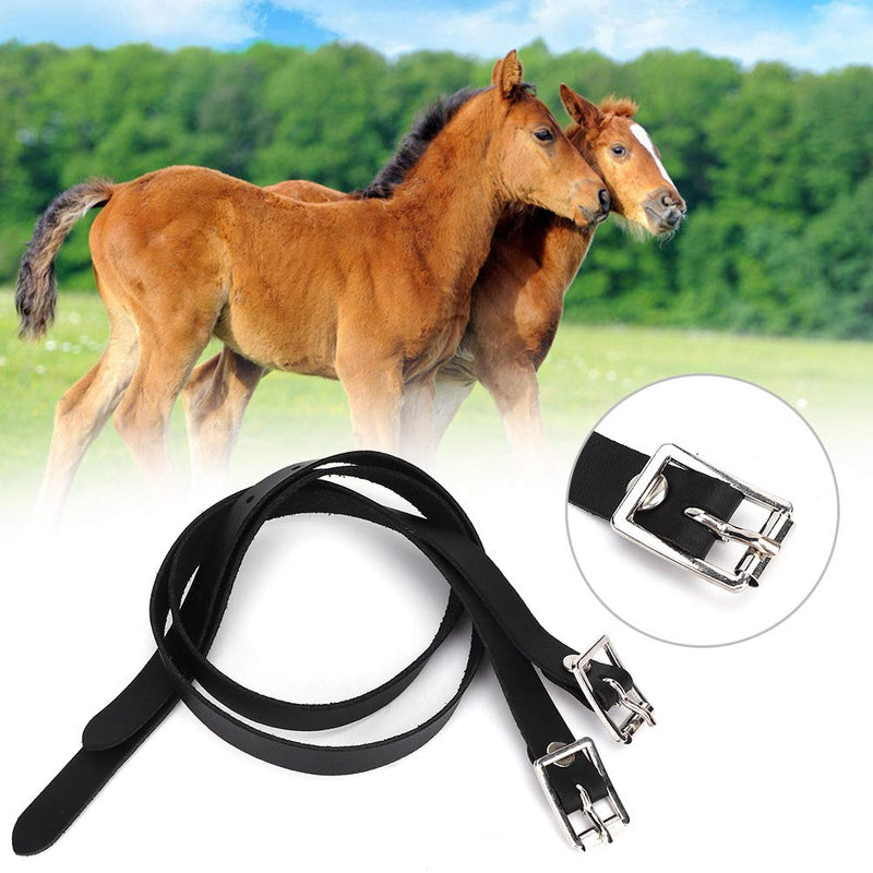 Lengthen Stirrup Leathers with Stainless Steel Buckle Horse Tool Accessories 50cm Black,1 Pair - PawsPlanet Australia