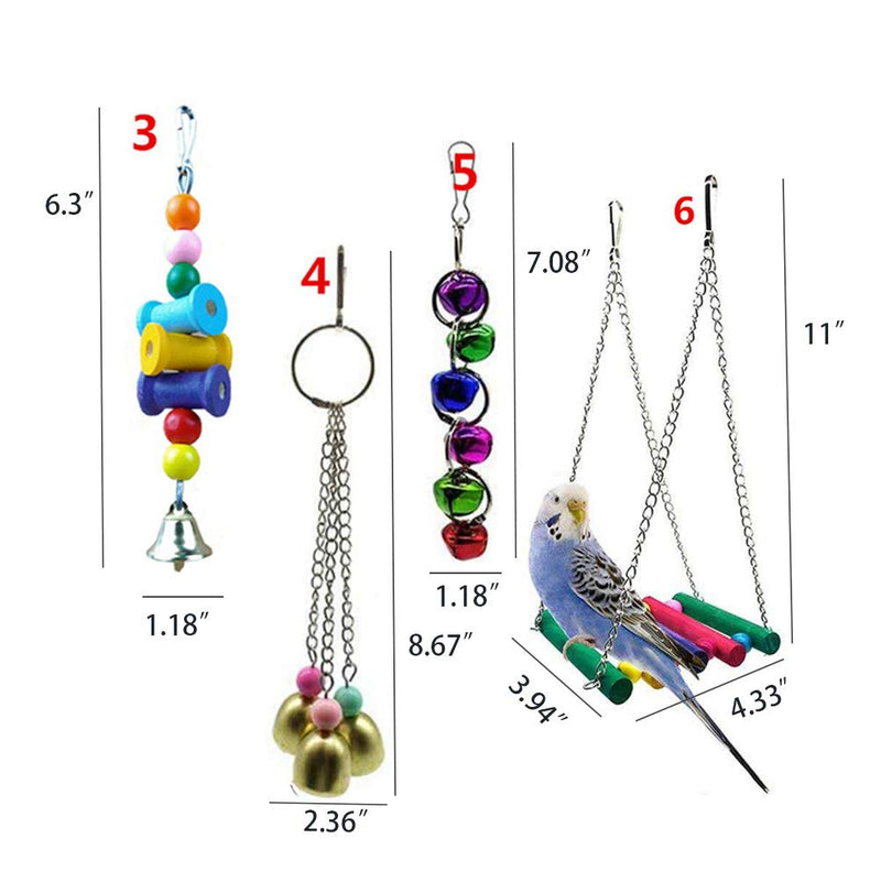 [Australia] - Gizhome Bird Parrot Toys, 7 Packs Bird Swing Chewing Hanging Perches with Bells Toys Suitable for Small Birds 