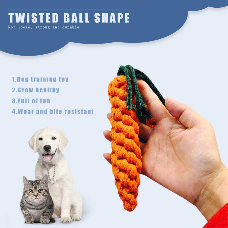 SENDILI Carrot Dog Toy - 3Pcs Puppy Chew Toys Dog Chew Toys Carrot Braided Rope for Dog Teeth Cleaning - PawsPlanet Australia