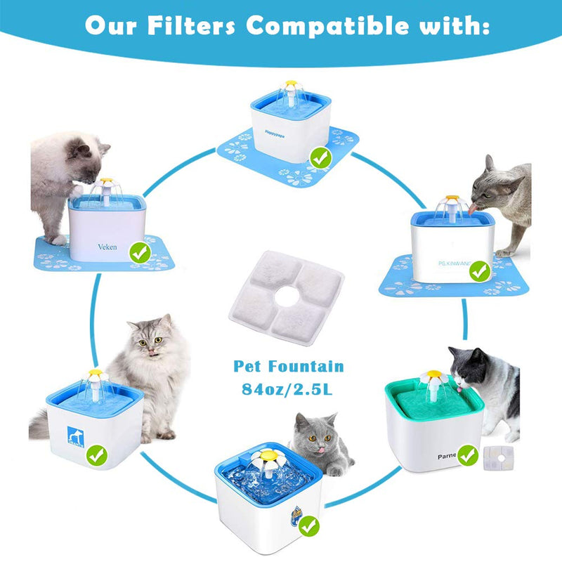 [Australia] - PK.ZTopia Cat Fountain Replacement Filter, Pet Fountain Filters,Carbon Replacement Filter for 84oz/2.5L Automatic Pet Fountain Cat Water Fountain Dog Water Dispenser 8 Pack 