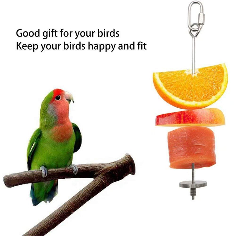 [Australia] - Brave Tour Bird Food Holder, Bird Feeders, Stainless Steel Parrot Fruit Vegetable Stick Holder, Foraging Toy, Bird Treat Skewer 3pcs 