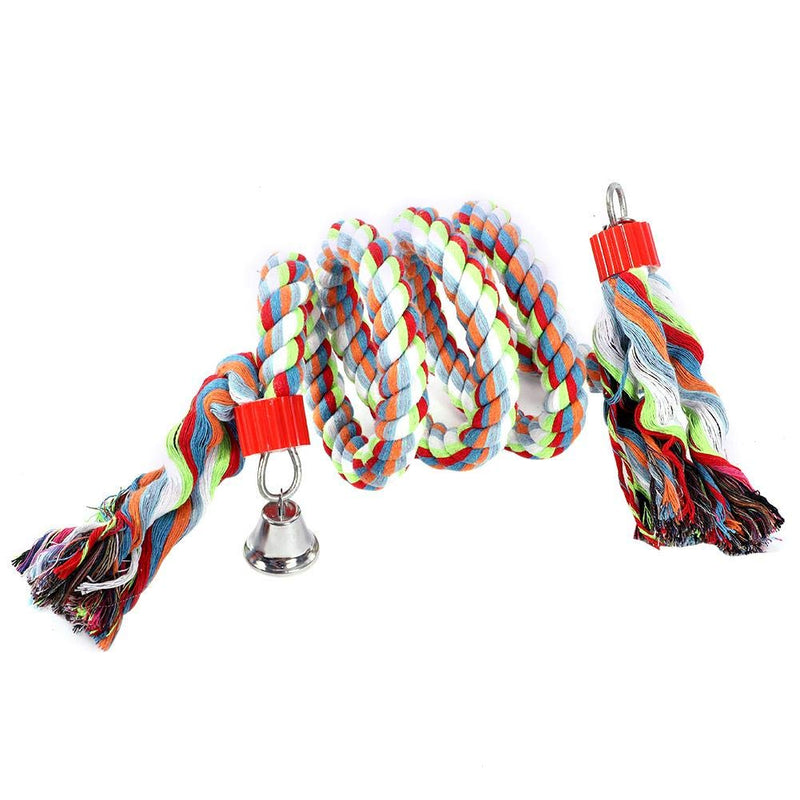 Bird Spiral Rope Perch, 1.6 Meters Parrot Swing Climbing Standing Toys Cotton Bungee Rope Bird Toy with Ringing Bell for Large Medium Small Parrots - PawsPlanet Australia