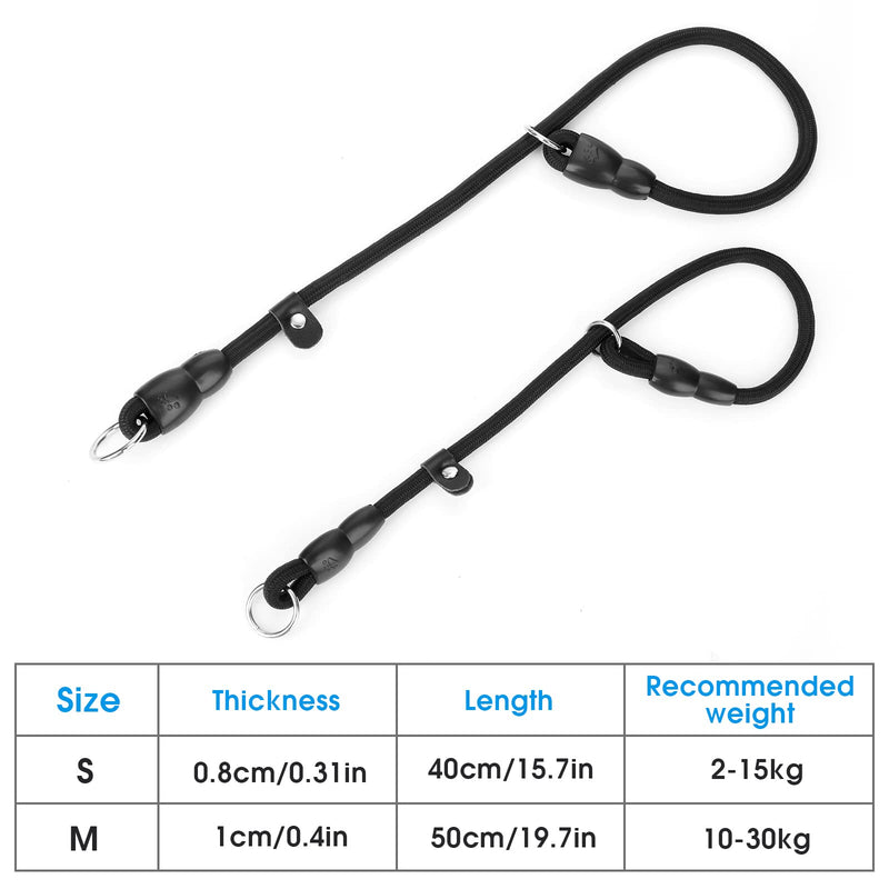 TIESOME Slip Collar Dog Training Choke Collar, Round Nylon Rope Collar No Pull P-Collar for Small Medium Large Dogs (Black M) Black M - PawsPlanet Australia