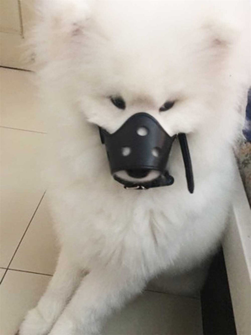 [Australia] - SkyPig Leather Dog Muzzle Adjustable Muzzles for Biting Barking Large Medium Size Dogs Stop Chewing Allow Drink Breathable XL Black 