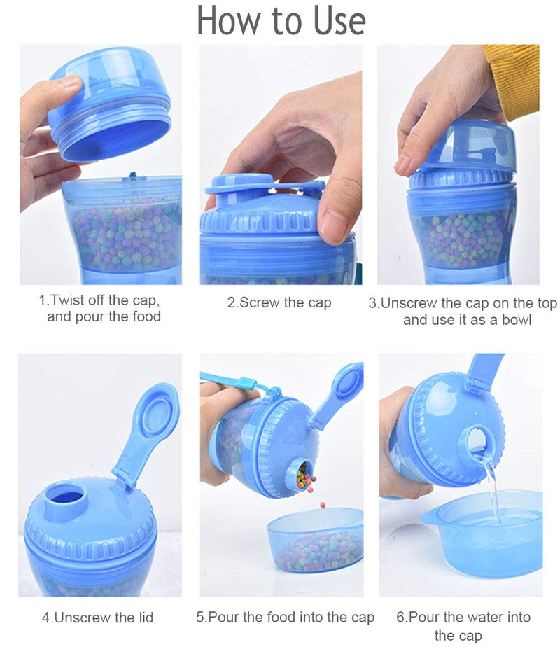 GOTONE Dog Water Food Bottle for Walking Travelling Hiking Camping, 2-In-1 Portable Pet Food Container Outdoor Travel Water Dispenser Leak Proof Cup for Cat Puppy and Dog Bag Dispenser with Waste Bags - PawsPlanet Australia