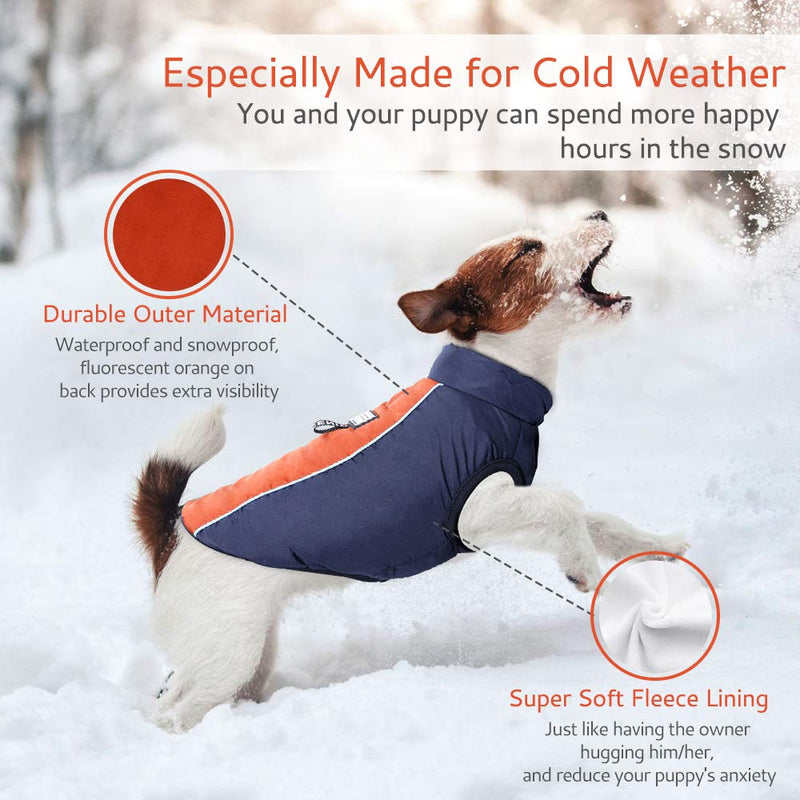 rabbitgoo Winter Dog Coat for Small Dogs, Waterproof Reflective Dog Jacket for Puppy, Soft and Warm Lining Windproof Outdoor Dog Clothes, Leash Hole Design Dog Winter Vest with Sturdy Buttons XL: Fits Small Dogs (Chest：17.9") - PawsPlanet Australia