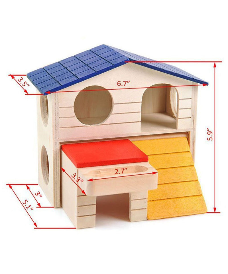 [Australia] - Hkim Hamster Hideout House, Gerbil Villa Wooden Living Hut Cabin Play Toys for Syrian Hamster, Dwarf Hamster, Chinchilla, Mouse, Gerbil and Small Animals Pink2 