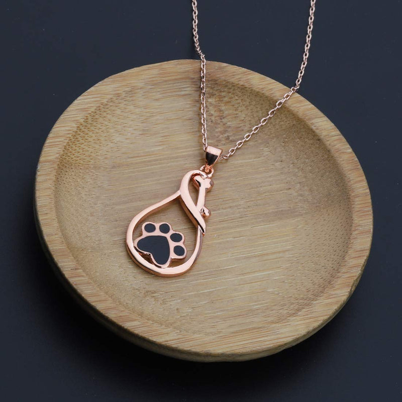 CENWA Dog Paw Necklace Dog Mom Gift Puppy Dog Cat Pet Paw Print Pendent Necklace Dog Remembrance Pet Loss Memorial Gift for Dog Mom Cat Mom RG - PawsPlanet Australia