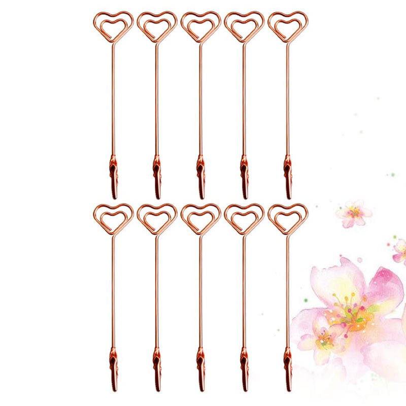 SUPVOX 10pcs Place Card Holders Double End Wire Card Holder Metal Wire Alligator Clamp Photo Clip for Christmas Decoration Rose Gold Heart - PawsPlanet Australia