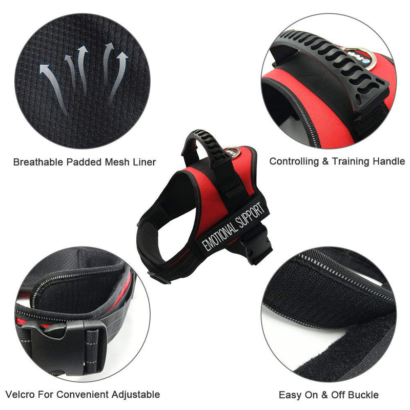 [Australia] - Just 4 Paws Emotional Support Dog Harness Jacket with Padded Handle | 5 Sizes | 2 Colors | Adjustable Straps & 2 Removable Reflective Patches Extra Small-Chest 15-1/2" to 19-1/2" Red 