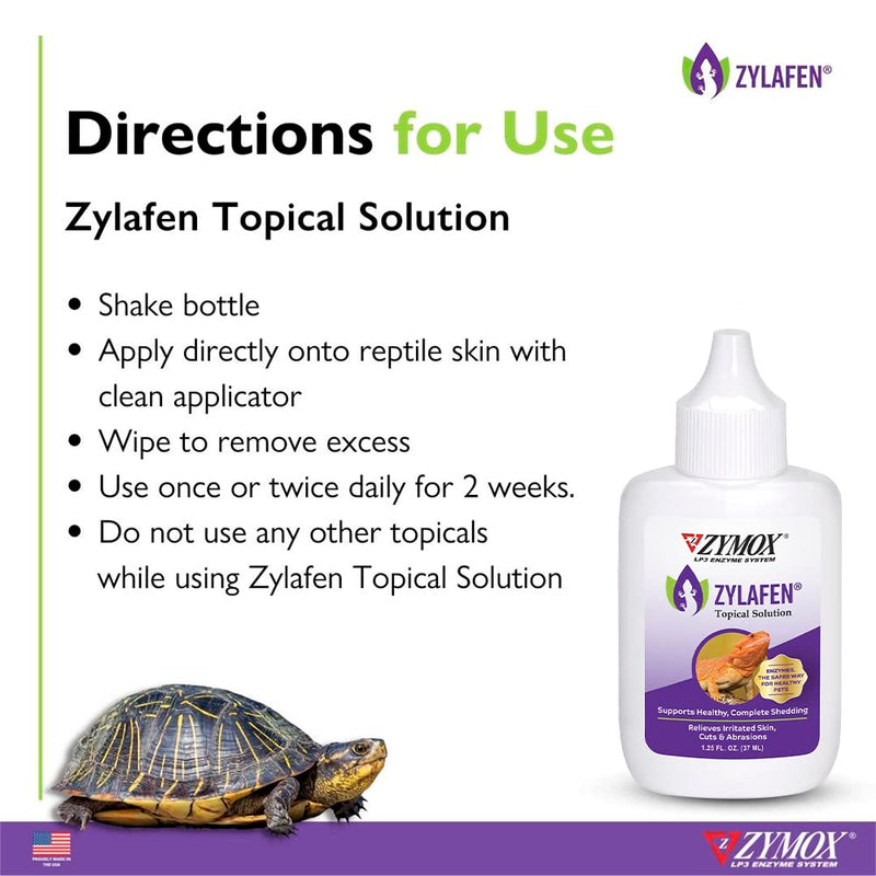 Zymox Zylafen Topical Solution for Reptiles, 1.25 oz. – Supports Healthy, Complete Shedding for Lizards, Snakes, Turtles & Frogs – Soothes Irritated Skin: Abrasions, Wounds, & Abnormal Shedding - PawsPlanet Australia