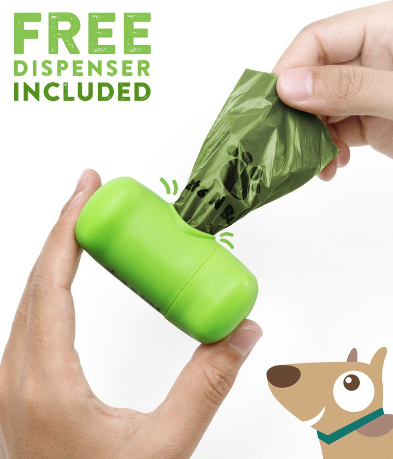 [Australia] - Pets N Bags Dog Poop Bags, Dog Waste Bags, Biodegradable Unscented Refill Rolls, Includes Dispenser Green 