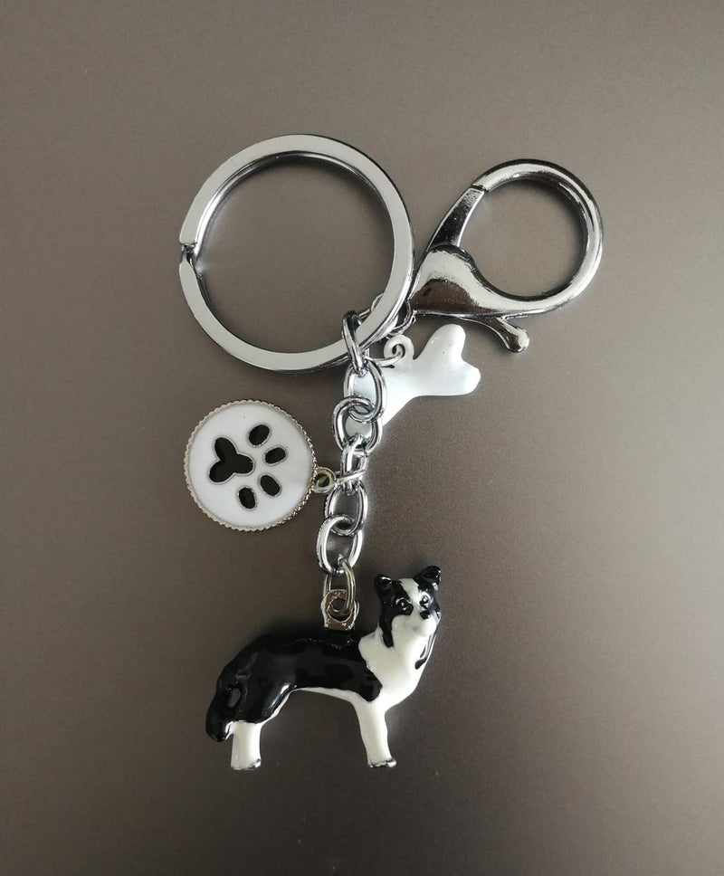 BbearT® Dog ID Tag Dog Keychain,Cute Ceramic Stereo Dog Metal Keychain Keyring Dog ID Tags (Border Collie) Border Collie - PawsPlanet Australia
