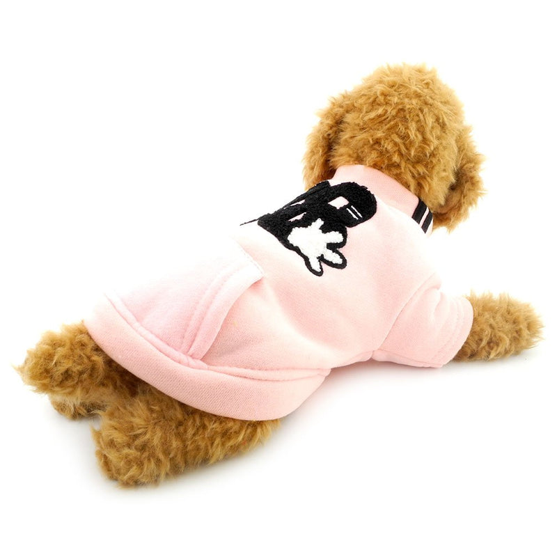 [Australia] - SMALLLEE_Lucky_Store Coat Fleece Lined Sweatshirt Jacket Print Puppy Pet Clothing Han Version Pink Medium 