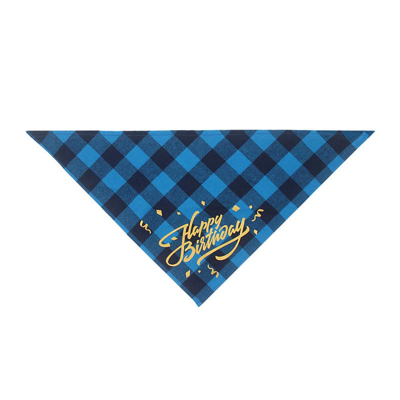 [Australia] - PUPTECK Dog Birthday Plaid Bandana with Cute Party Hat - Fashion Pet Birthday Outfit Accessories Party Supplies for Doggies Cats, Blue 