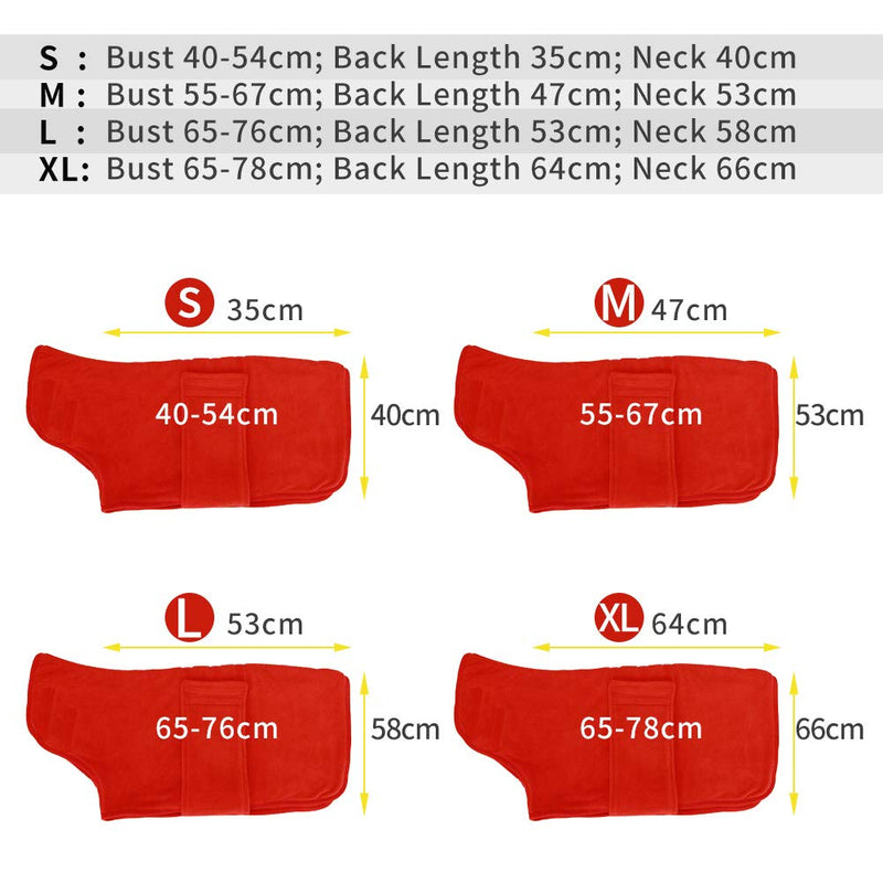 TUYU Dog Bathrobe Towel Microfiber Pet Drying Moisture Absorbing Towels Coat, Dog Drying Coat Keeps Your Dogs, Cats,Home and Car Clean & Dry Super Absorbent (L, RED) L - PawsPlanet Australia