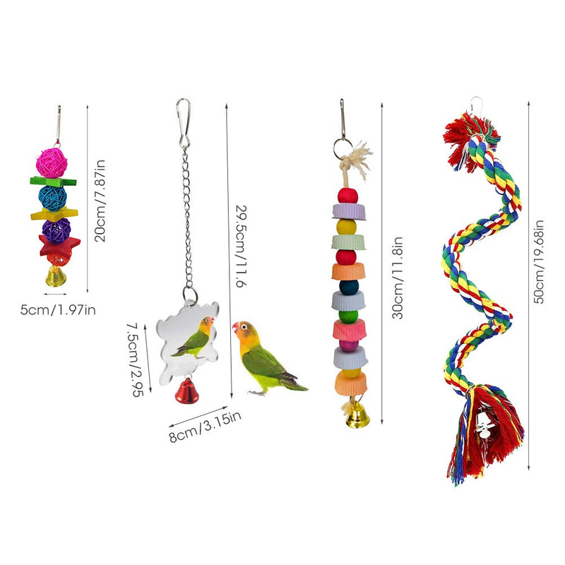 MQFORU Birds Swing Toys Bird Chewing Toys Birds Cage Toys, 8PCS Suitable for Small Parakeets, Cockatiels, Conures, Macaws, Parrots, Love Birds, Mynah, Finches ect. - PawsPlanet Australia