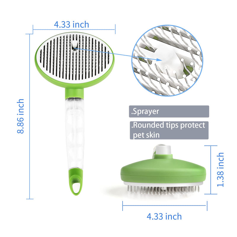 Self Cleaning Dog Slicker Brush with Sprayer function Cat Brush for Shedding and Grooming / Gently Remove Loose Undercoat, Mats and Tangled Long or Short Hair Green - PawsPlanet Australia