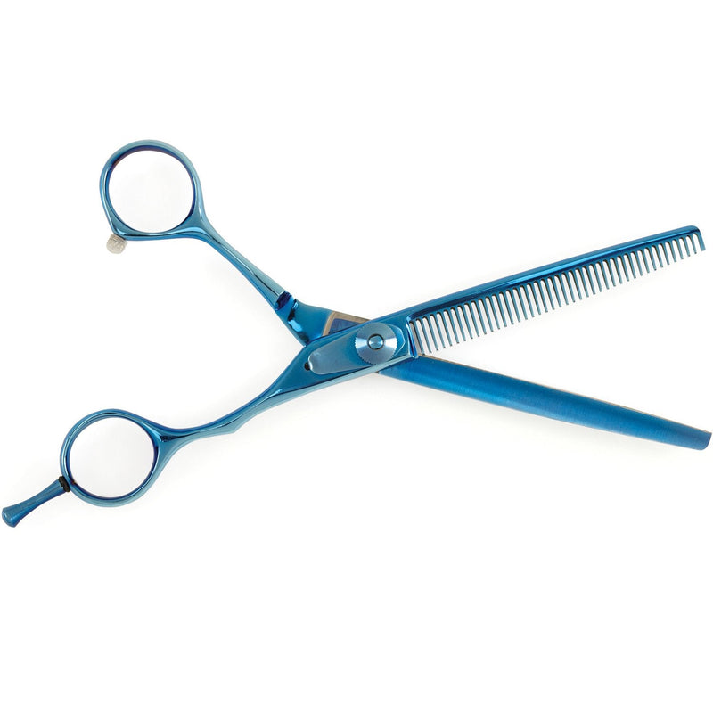 Master Grooming 5200 Titanium Straight Shear, 6.5-Inch, Blue 42 Tooth Thinning - PawsPlanet Australia