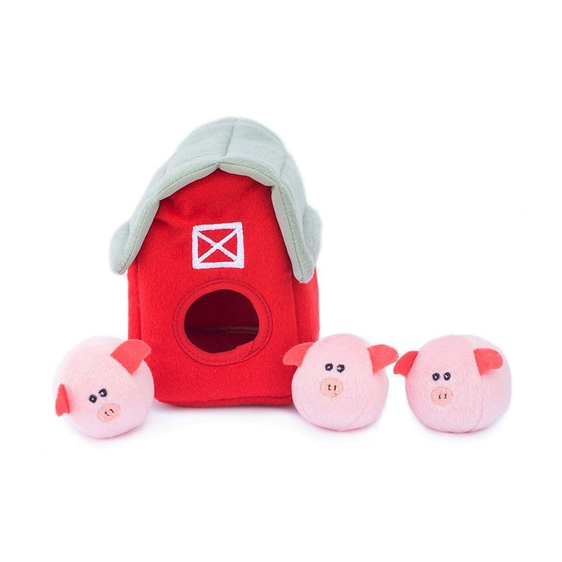 [Australia] - ZippyPaws - Farm Pals Burrow, Interactive Squeaky Hide and Seek Plush Dog Toy Pig Pen - Bubble Babiez 