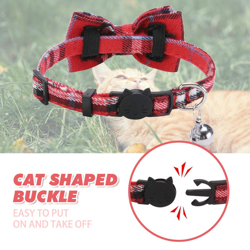 Breakaway Bowtie Cat Collars with Bell - 3 Pack Classic Plaid Kitten Collars with Removable Cute Cat Bow Tie, Adjustable 8-11 Inches for Kitty, Puppy - PawsPlanet Australia