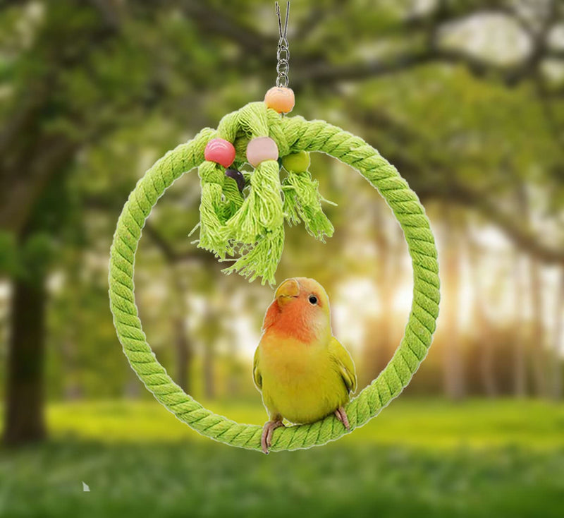 2 PCS Kuivoo Bird Swing Cotton Rope Ring, Bird Parrot Perches for Cage,Cage Hanging Bite Resistance Toys,Bird Stand Soft Ring Bed for Budgie,Cockatiel,Canary,Parakeet,Love-bird,Conures - PawsPlanet Australia