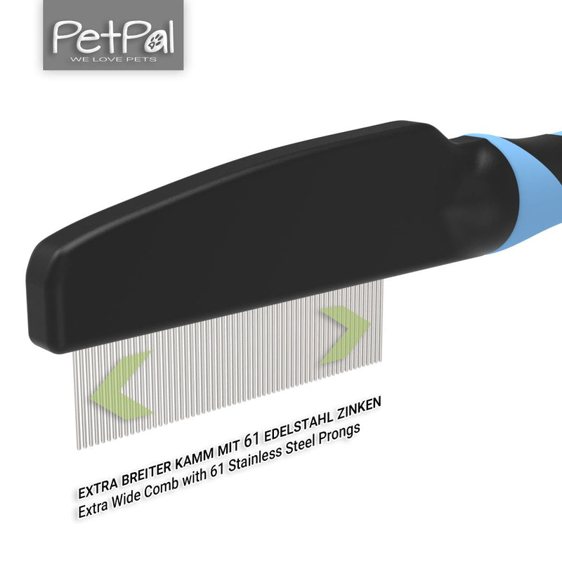 PetPäl professional flea comb for dogs and cats - lice comb, dust comb - effective against fleas, lice, ticks and other parasites - nit comb for pets - with rounded metal tines for gentle care - PawsPlanet Australia