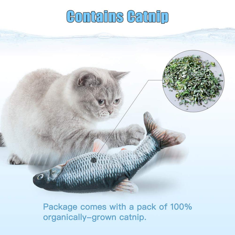 TOOGE 2 Pack 11" Electric Moving Fish Cat Toys Realistic Interactive Flopping Fish Cat Kicker Catnip Cat Toys for Indoor Cats/Pets/Puppy/Small Dogs - PawsPlanet Australia