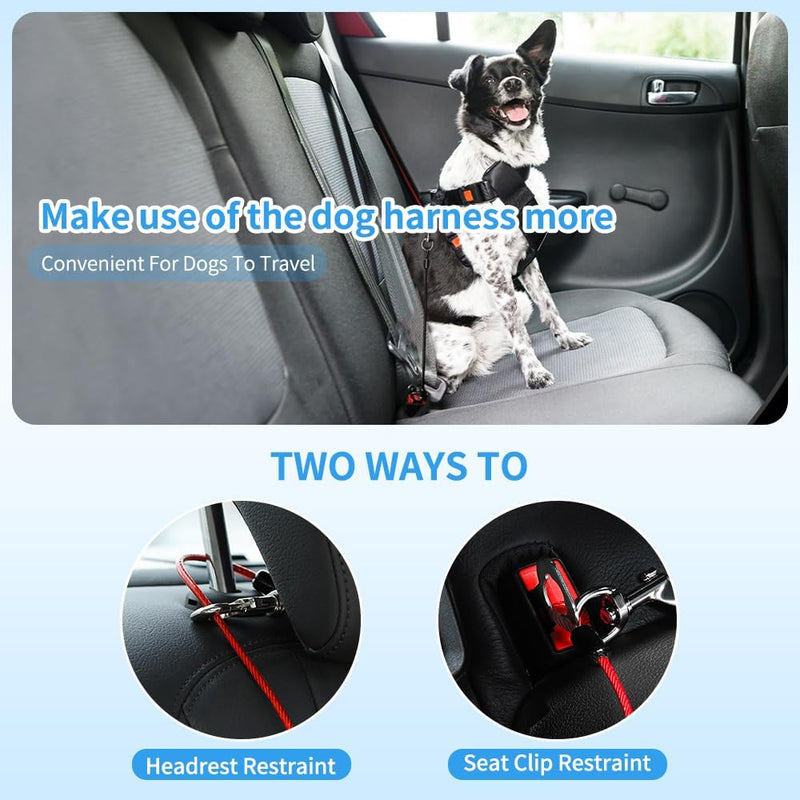 Mi Metty Dog Seat Belt Steel Wire Bite Resistant Dog Belt for Car Universal Plug Dog Seat Belt for Dogs Cats Pet Red Blue 2 Pieces 32 Inch/80 CM - PawsPlanet Australia