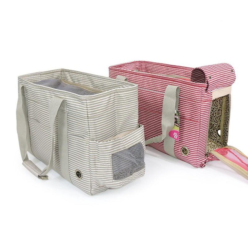 [Australia] - ZOOPOLR Fashion Pet Dog Carriers Cat Travel Carrying Handbag for Outdoor Travel Walking Hiking White stripe 