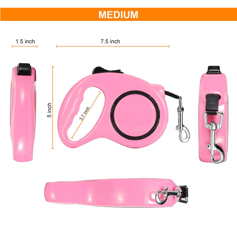 Starlike 3M Retractable Dog Leash with Retractable Pull Rope Luminous Nylon Dog Leash for Dogs, Cats under 25lbs, Pink Retractable Dog Leashes Small - PawsPlanet Australia
