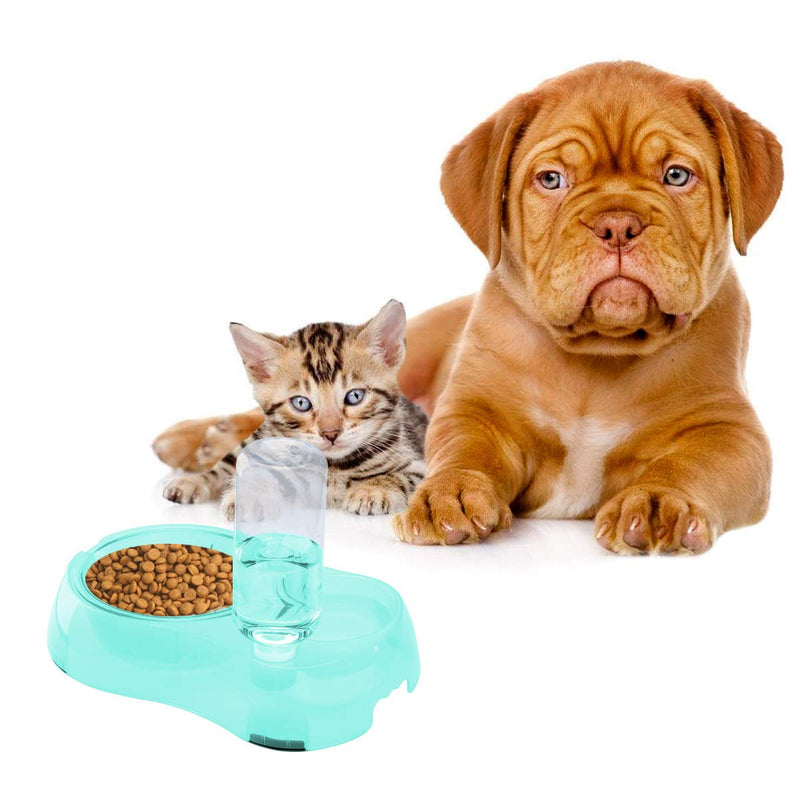 2 in 1 Pet Feeder Water Automatic Dispenser with Bottle, Dog Bowl Slow feeder, Dog Drinking Fountain Water Bowl for Dog Cat Puppy Kitty, Pet Food and Water Bowl set (Green) Green - PawsPlanet Australia