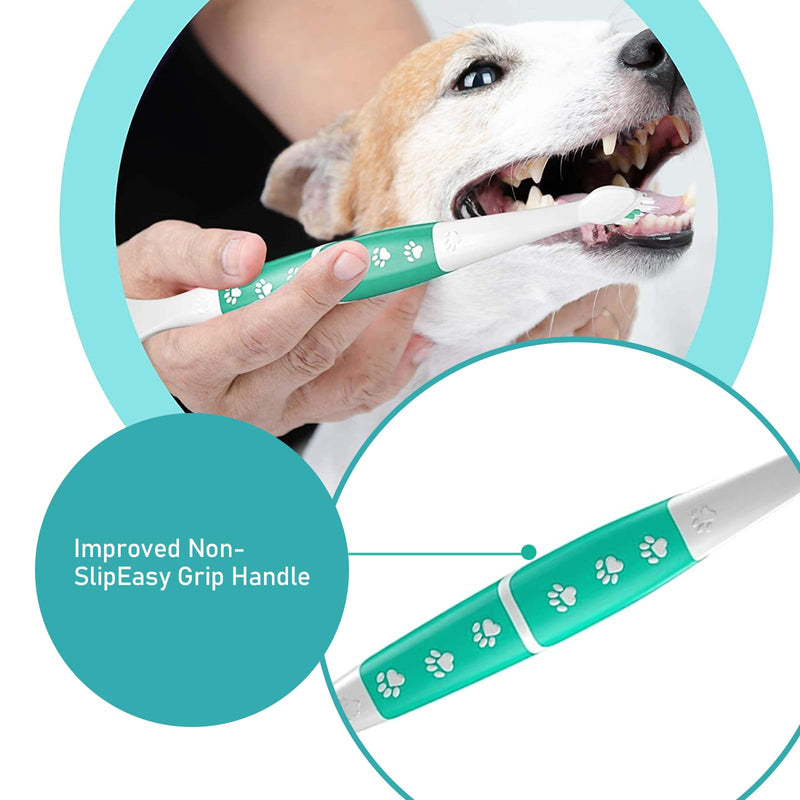 Toothbrush - dental care for dogs, dog toothbrush for dogs and cats, with special bristle cut for thorough and gentle cleaning, tartar for dogs, optimal dog dental care - 2 pieces Green Verde 1 piece (pack of 1) - PawsPlanet Australia