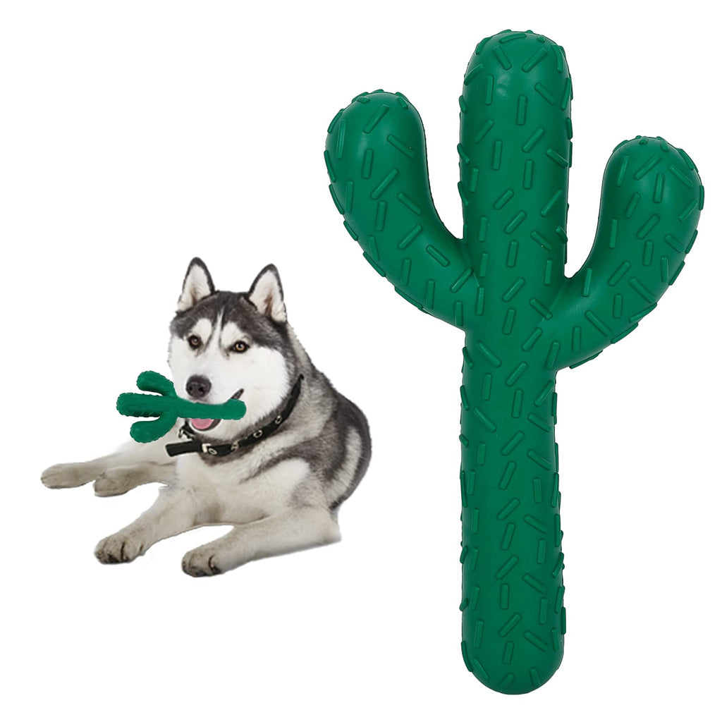 Dog Toy Indestructible Chew Toy, Dog Teething Toy, Durable Rubber Squeaky Toy, Cactus Dog Toy for Small, Medium and Large Breeds (Green-1) Green-1 - PawsPlanet Australia