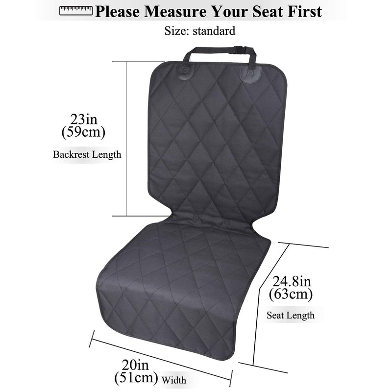 VIVAGLORY Dog Front Seat Cover with No-Skirt Design, 4 Layers Quilted & Durable 600D Oxford Seat Protector Against Fur & Dirt,Dog Car Seat Cover with Anti-Slip Backing for Most Cars, SUVs & MPVs,Black Standard (width 20") Black - PawsPlanet Australia