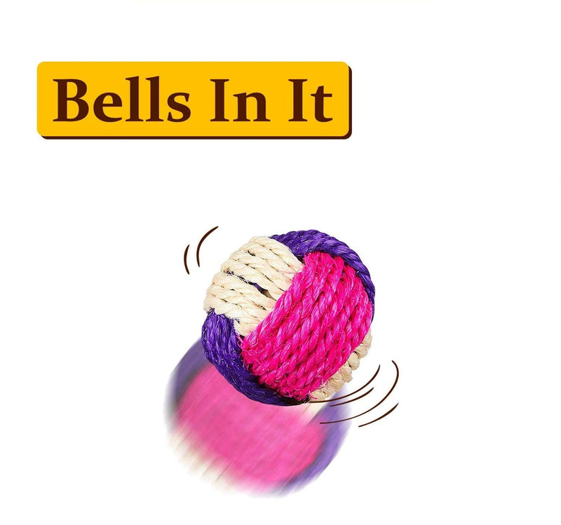 6 Pack Cat Toys Balls, Cat Sisal Balls Toys Pet Supplies for Cats Kitten Dog Interactive Training Playing Chewing A - PawsPlanet Australia