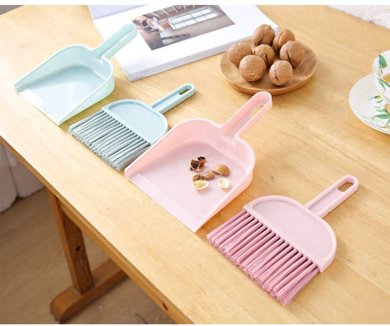 MMBOX Mini Dustpan and Brush Set, Multi-Functional Cleaning Tool with Hand Broom Brush, Plastic Dust Pan, Pack of 2 Set (Pink & Blue) Pink & Blue - PawsPlanet Australia