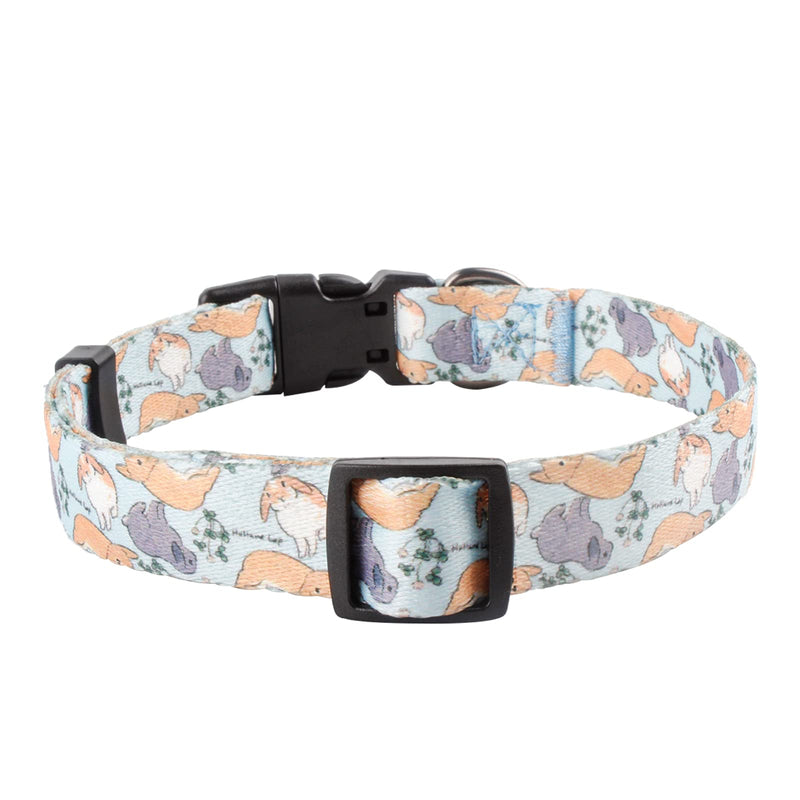 QQPETS Adjustable Soft Dog Collar: Print Flower Pink Multicolor Cute Patterns for XS Small Medium Large Pet Girl Boy Puppy Walking Running Training Baby Blue - PawsPlanet Australia