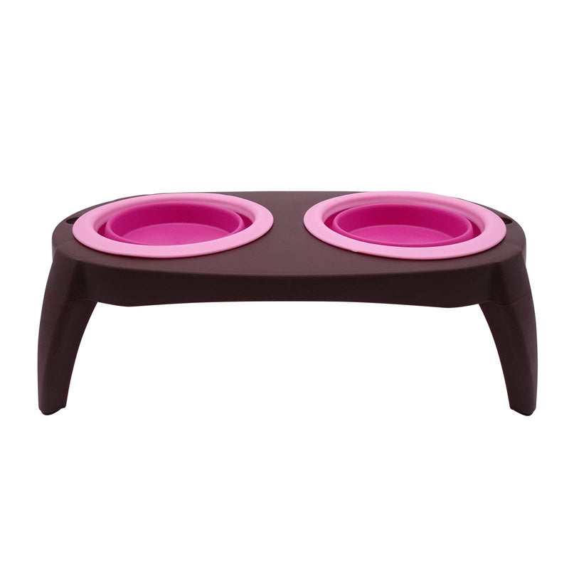 [Australia] - OXEMIZE Elevated Dog Food Stand Bowls Raised Cat Food Bowls Non Slip Comfort Holder Double Dog Bowl Foldable Large Medium Small Dogs Food Water Feeding Bowl for Indoor & Outdoor Pink 
