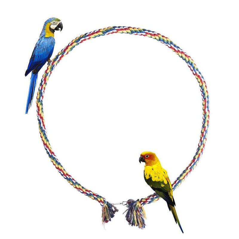 1 Piece Cotton Bird Rope Bungee Toy with Bells Parrot Chewing Toy for Parrot Pet Bird Finch African Greys Cockatoo (0.5M) - PawsPlanet Australia